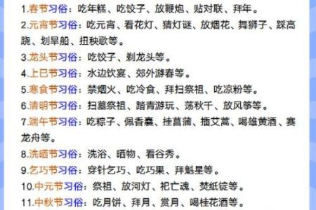 每年的节日的时间表
