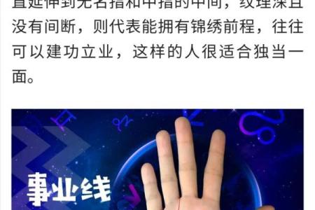 图解：手相中的事业线算命意义是
