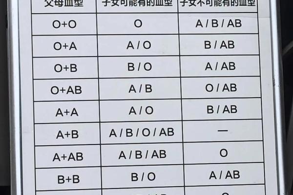 各血型能生出什么血型BB