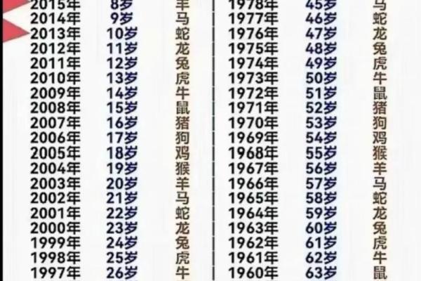 生肖配对表年份岁数